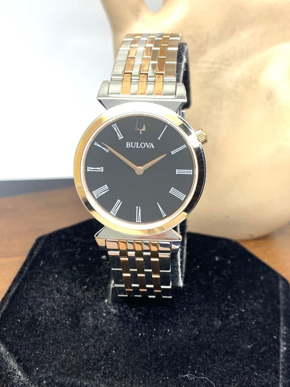 Bulova Women's Watch 98L265 Quartz Black Dial Two Tone Stainless Steel 30mm